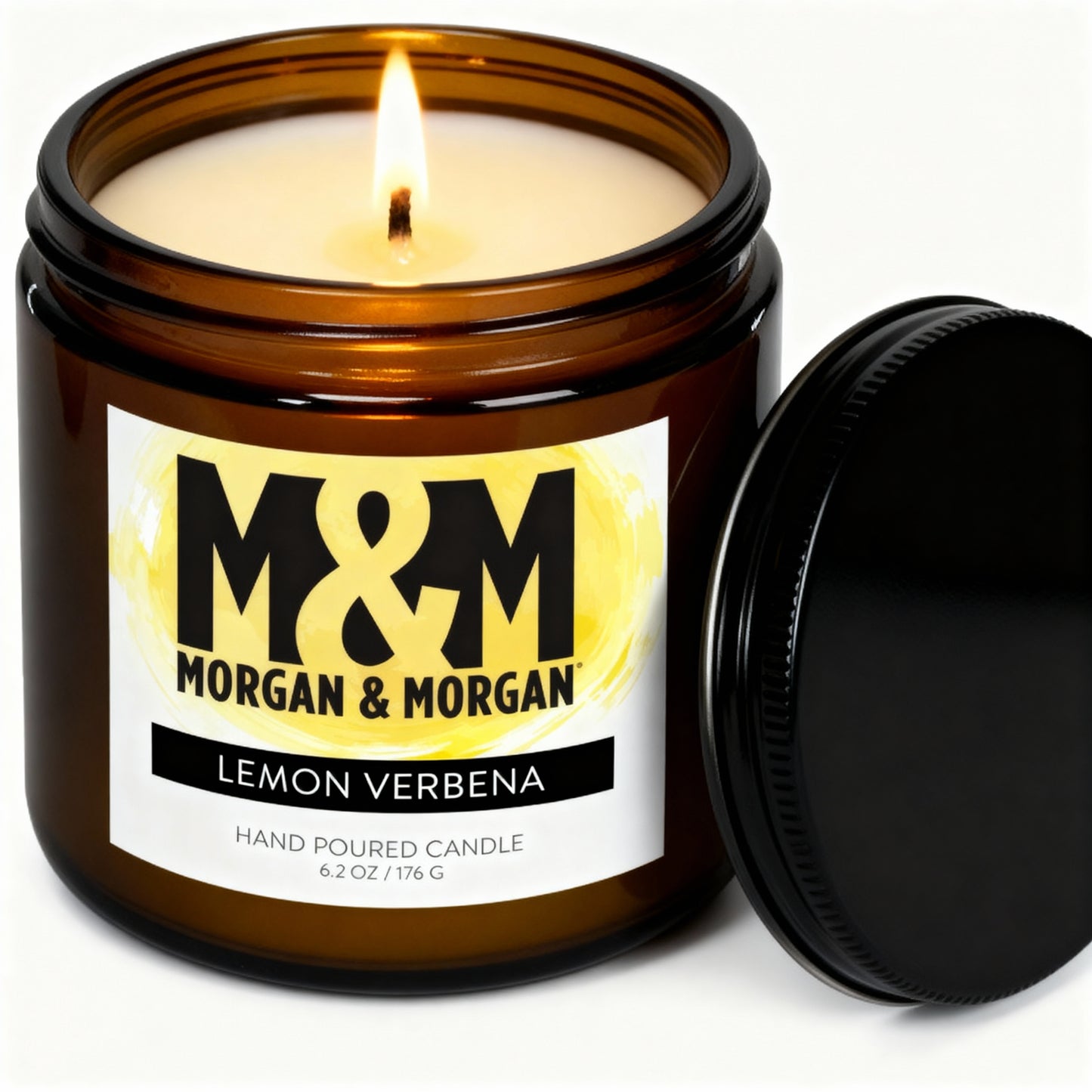 Morgan & Morgan Amber Glass Candle – Lemon Verbena (8 oz)
