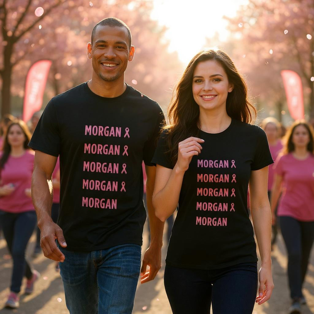 Stacked Morgan Breast Cancer Awareness Tee – Strength in Every Name