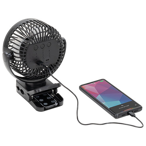 Morgan & Morgan Zephyr Clip Fan with Power Bank, Light & Remote