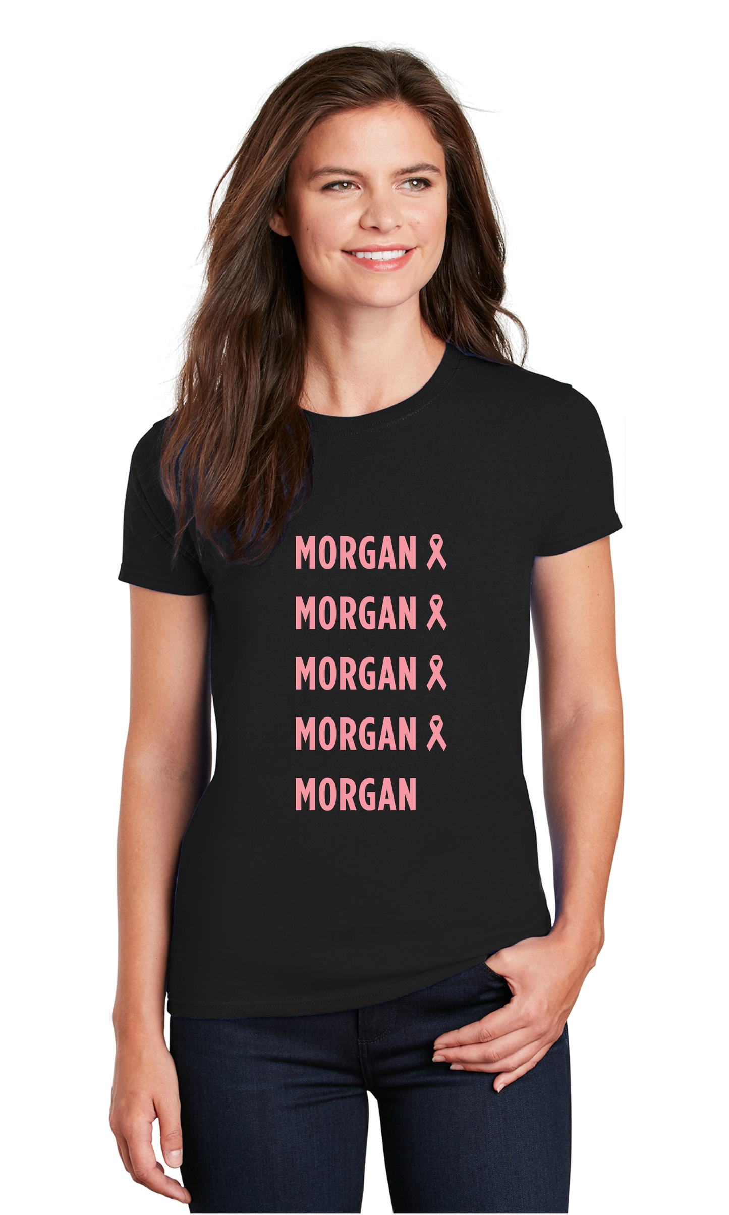 Stacked Morgan Breast Cancer Awareness Tee – Strength in Every Name