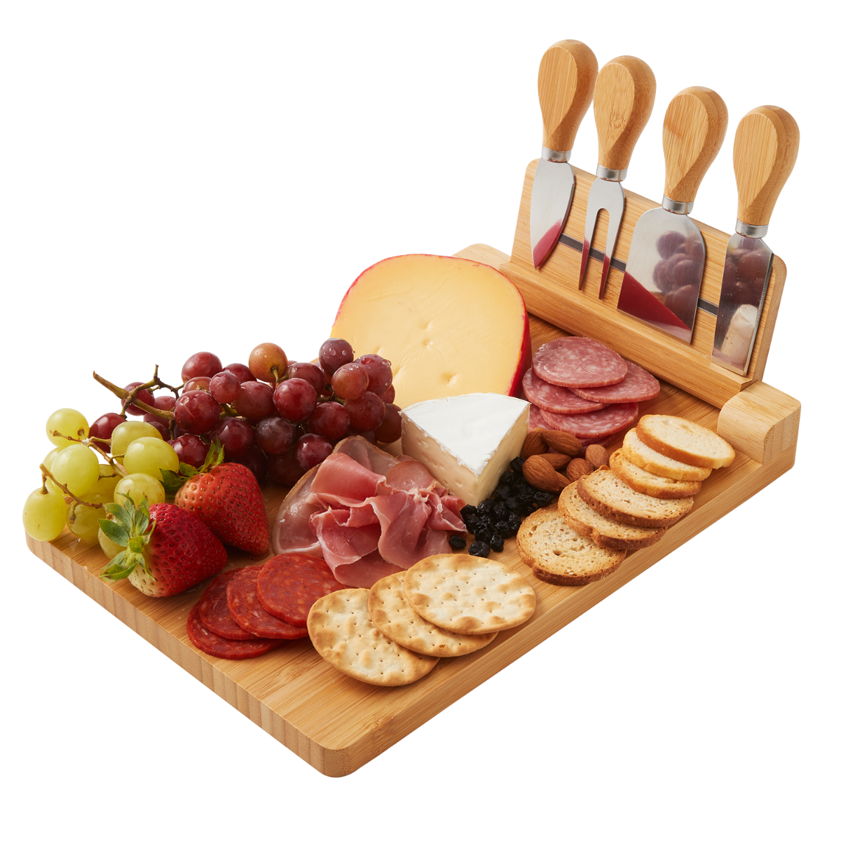 Morgan & Morgan 5-Piece Magnetic Bamboo Cheese Board Set