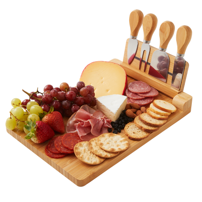 Morgan & Morgan 5-Piece Magnetic Bamboo Cheese Board Set