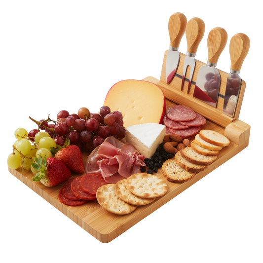 Morgan & Morgan 5-Piece Magnetic Bamboo Cheese Board Set