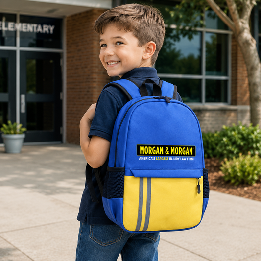Morgan & Morgan Kids' Backpack — Two-Tone Blue & Yellow, 16.5"