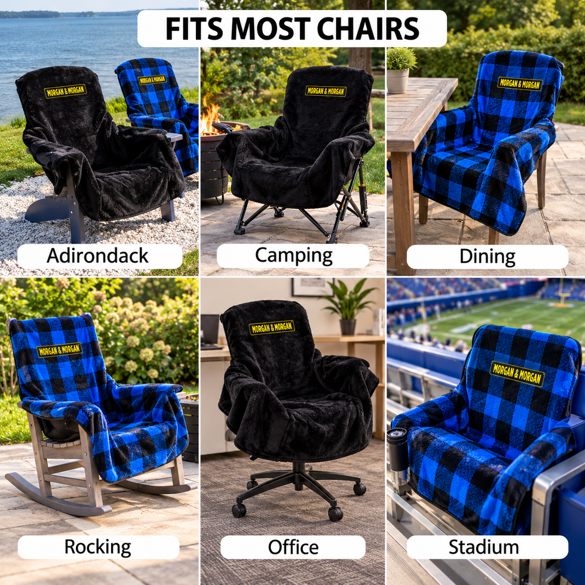 Morgan & Morgan City Bonfires The Chair Blanket — Reversible, Stretch-to-Fit