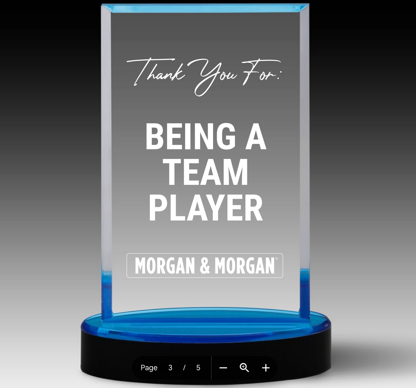 Morgan & Morgan Recognition Acrylic Award