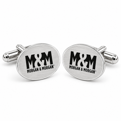 Morgan & Morgan Oval Cufflinks — Brushed Stainless Steel
