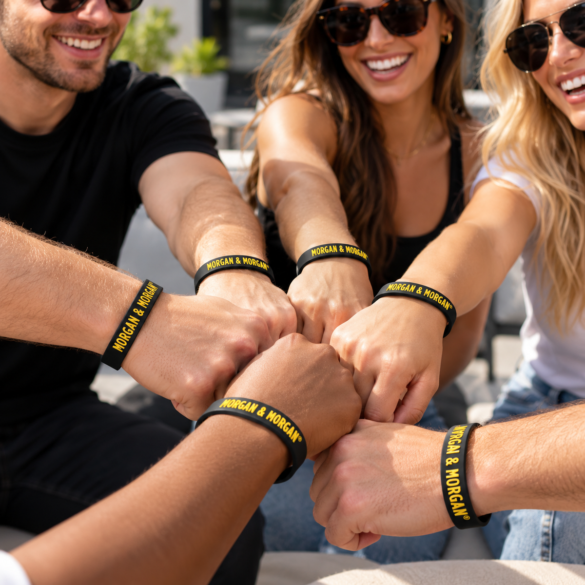 Morgan & Morgan Debossed Color-Fill Silicone Wristband — Black/Yellow