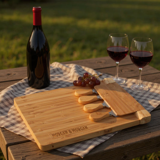 Morgan & Morgan 5-Piece Magnetic Bamboo Cheese Board Set