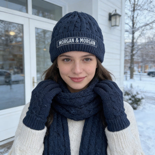 Morgan & Morgan Knit Winter Set — Beanie, Scarf & Gloves