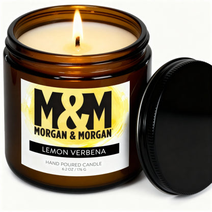 Morgan Cundle Morgan & Morgan Amber Glass Candle – Lemon Verbena (8 oz) – Morgan Swag ...