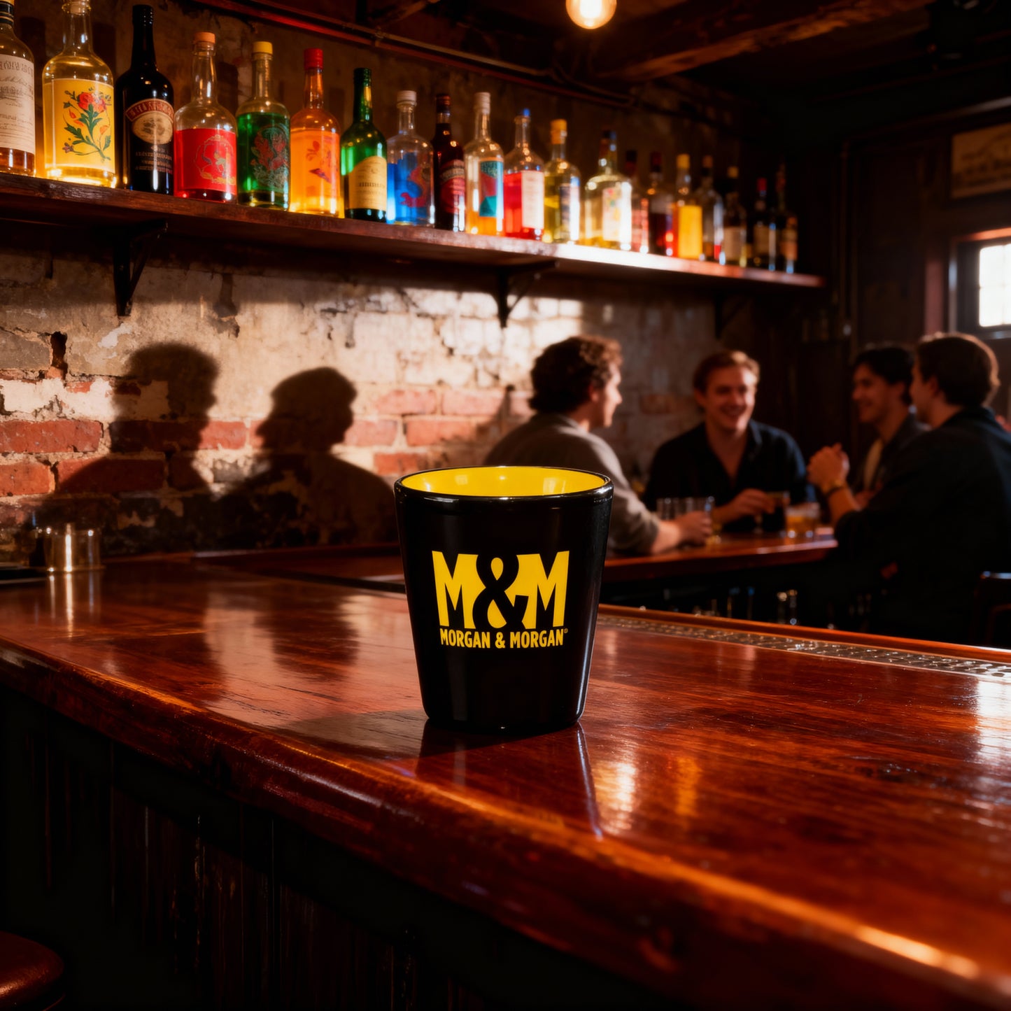 Morgan & Morgan Branded Shot Glass – Black & Yellow