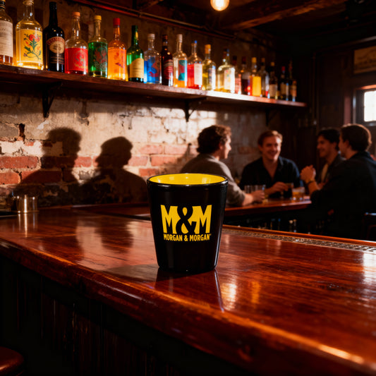 Morgan & Morgan Branded Shot Glass – Black & Yellow