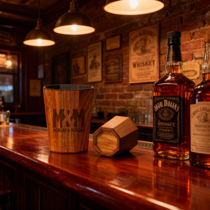 Morgan & Morgan Charred Wooden Whiskey Cups – Set of 2