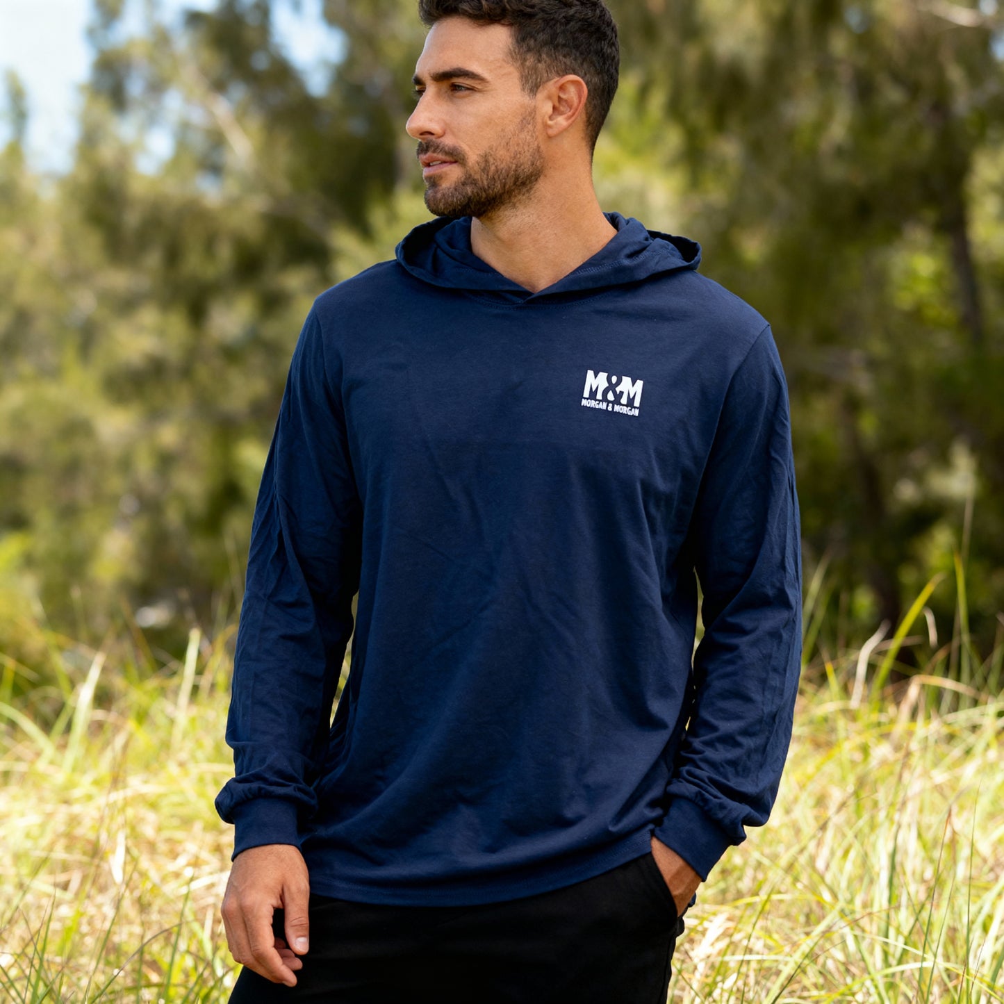 Morgan & Morgan Unisex Cotton Long Sleeve Hooded T-Shirt