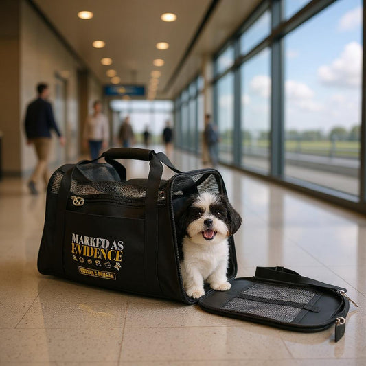 Morgan & Morgan “Marked As Evidence” Pet Carrier – Case Closed on Cuteness