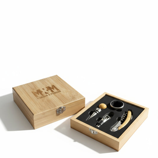 Morgan & Morgan Bamboo Wine Tool Gift Set – 4 Pieces