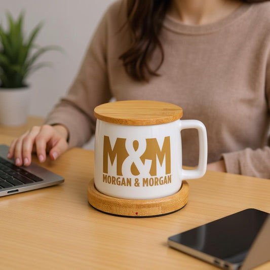 M&M Heated 8oz Mug with USB Bamboo Warmer